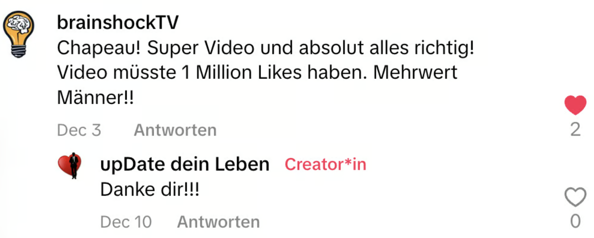 Kommentar von brainshockTV: Chapeau, super Video